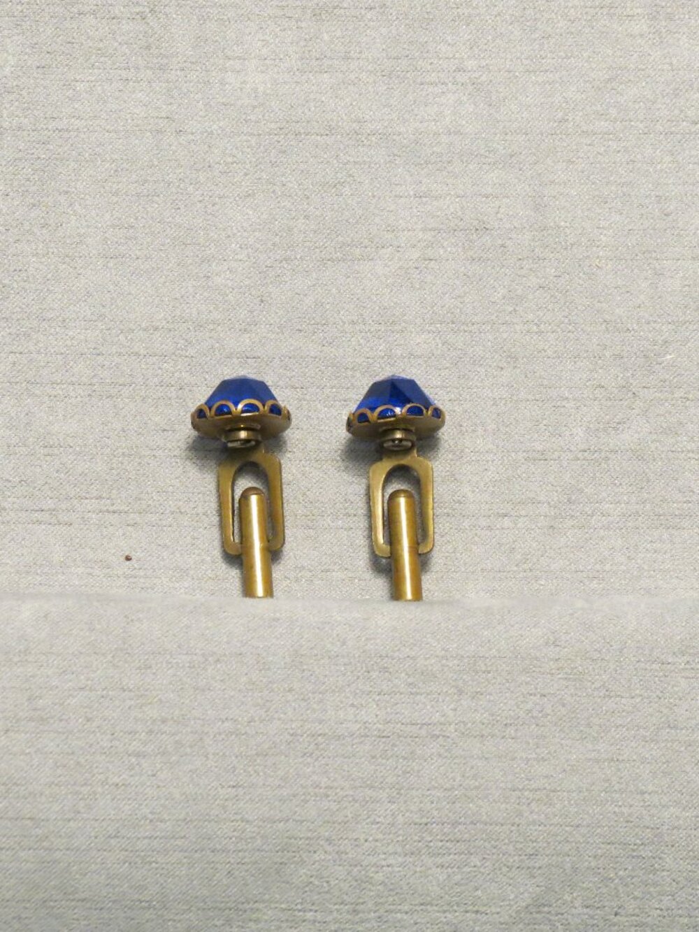 Blue and Brass Colored Metal Cufflinks